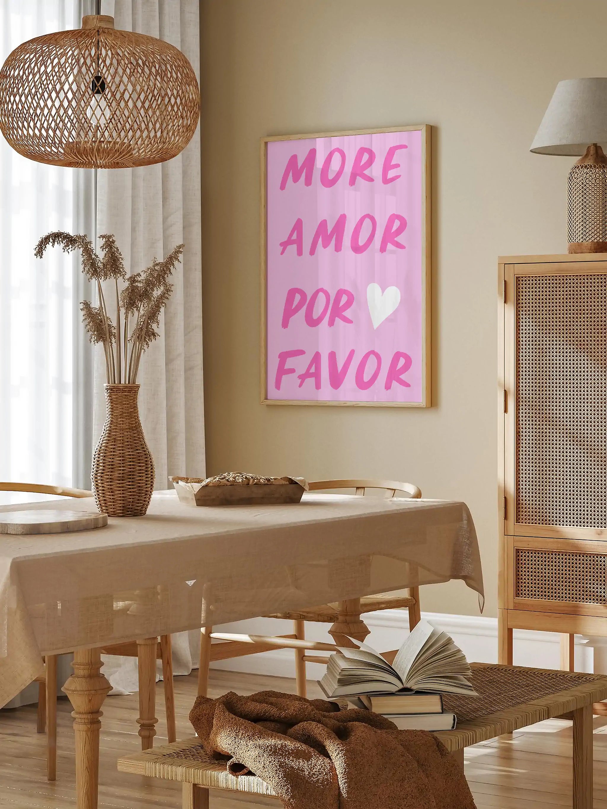 Aesthetic love-themed typography print in bright pink tones